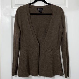 Nanette Lepore Brown Merino Wool Blend Cardigan Sweater